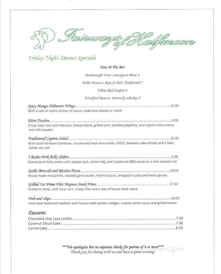 Fairways Of Halfmoon - Mechanicville, NY menu_pic