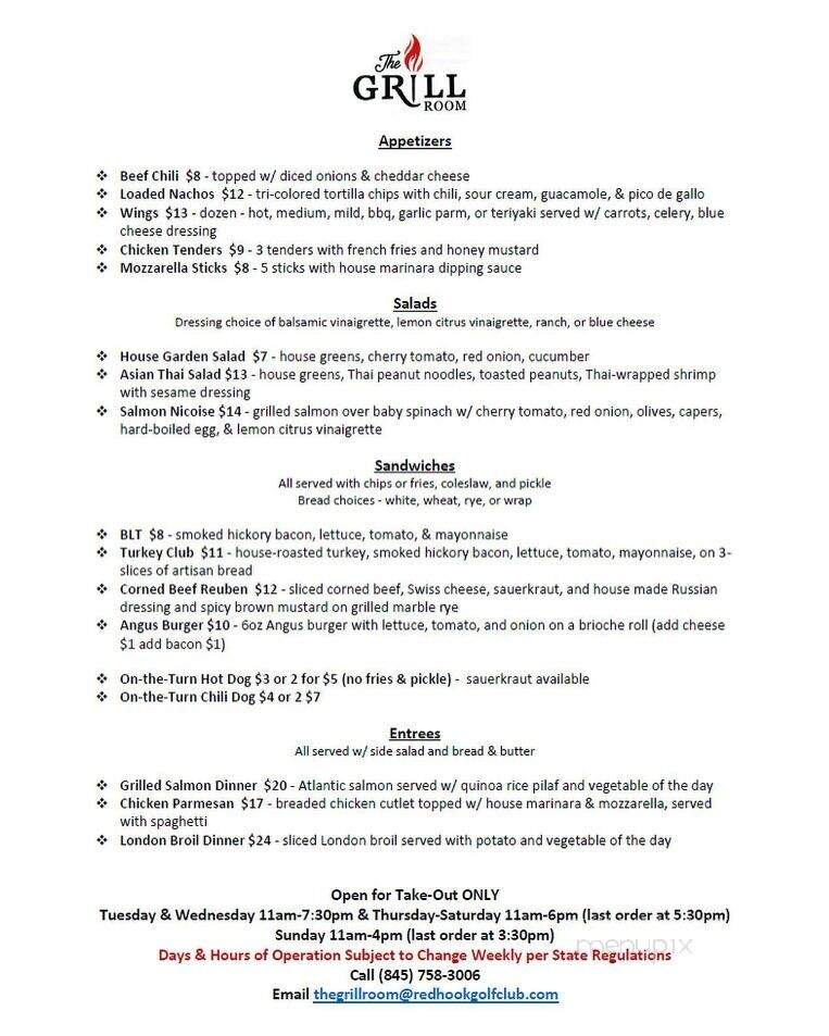 Red Hook Golf Club Restaurant - Red Hook, NY menu_pic