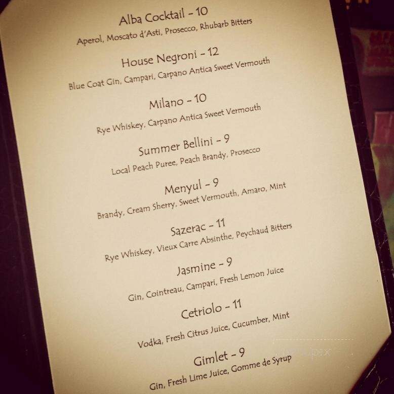 Restaurant Alba - Malvern, PA menu_pic