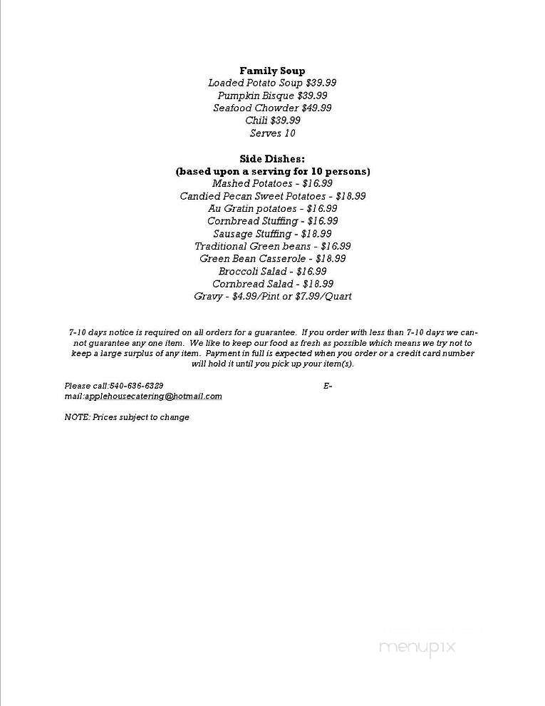 Apple House - Linden, VA menu_pic