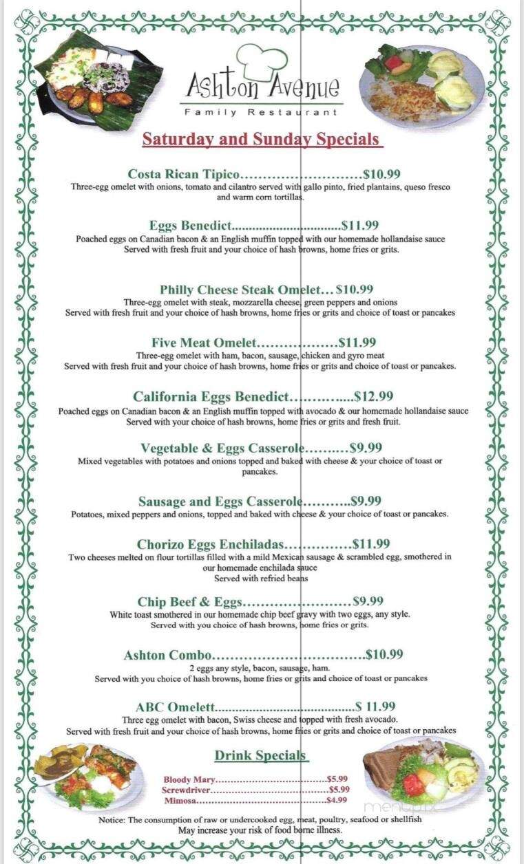 Ashton Ave Diner - Manassas, VA menu_pic