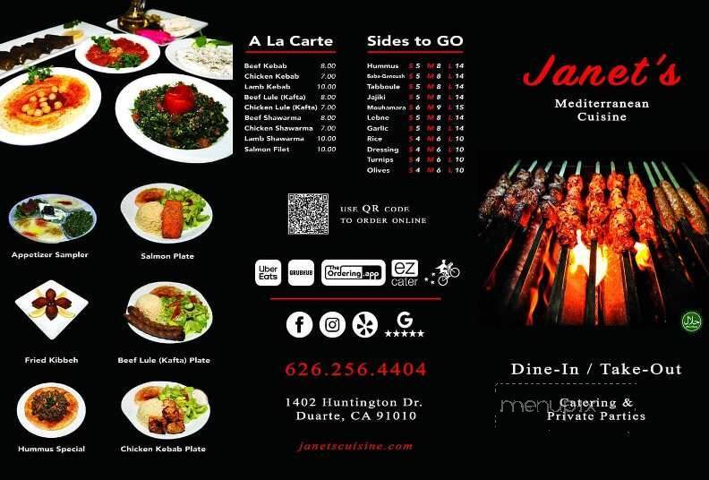 Janet's Mediterranean Cuisine - Duarte, CA menu_pic