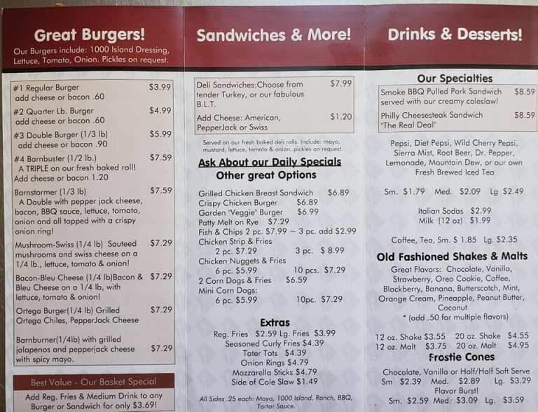 Burger Barn - Dunsmuir, CA menu_pic