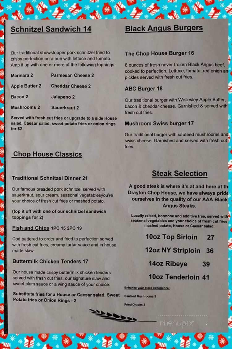 Drayton Chop House - Drayton, ON menu_pic