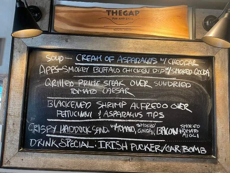 The Gap Pub And Grill - Westmore, VT menu_pic