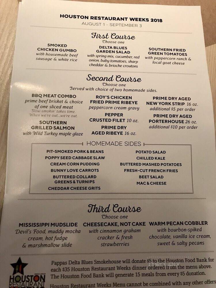 Pappas Delta Blues Smokehouse - Webster, TX menu_pic