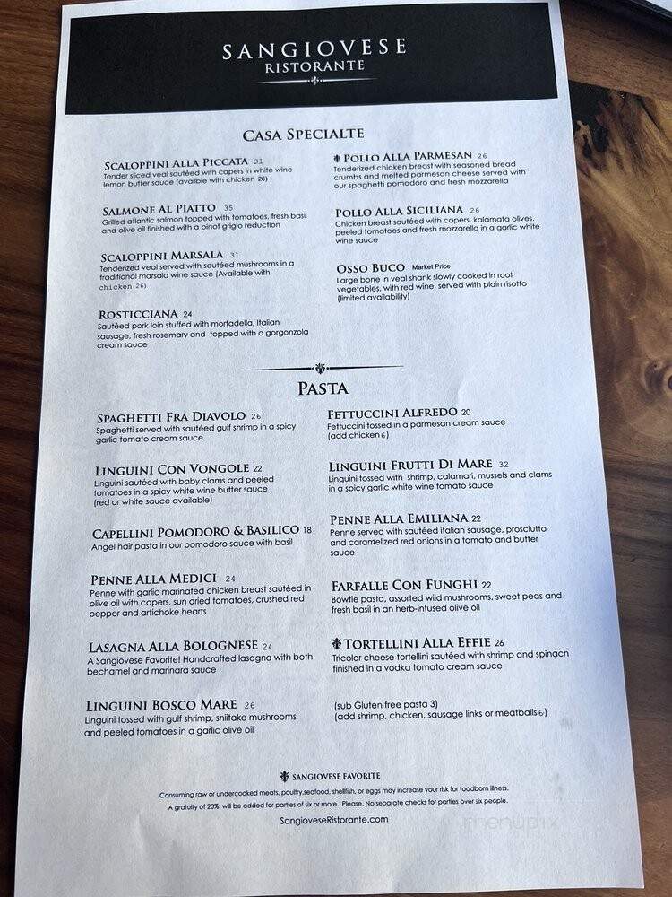 Sangiovese - Fishers, IN menu_pic