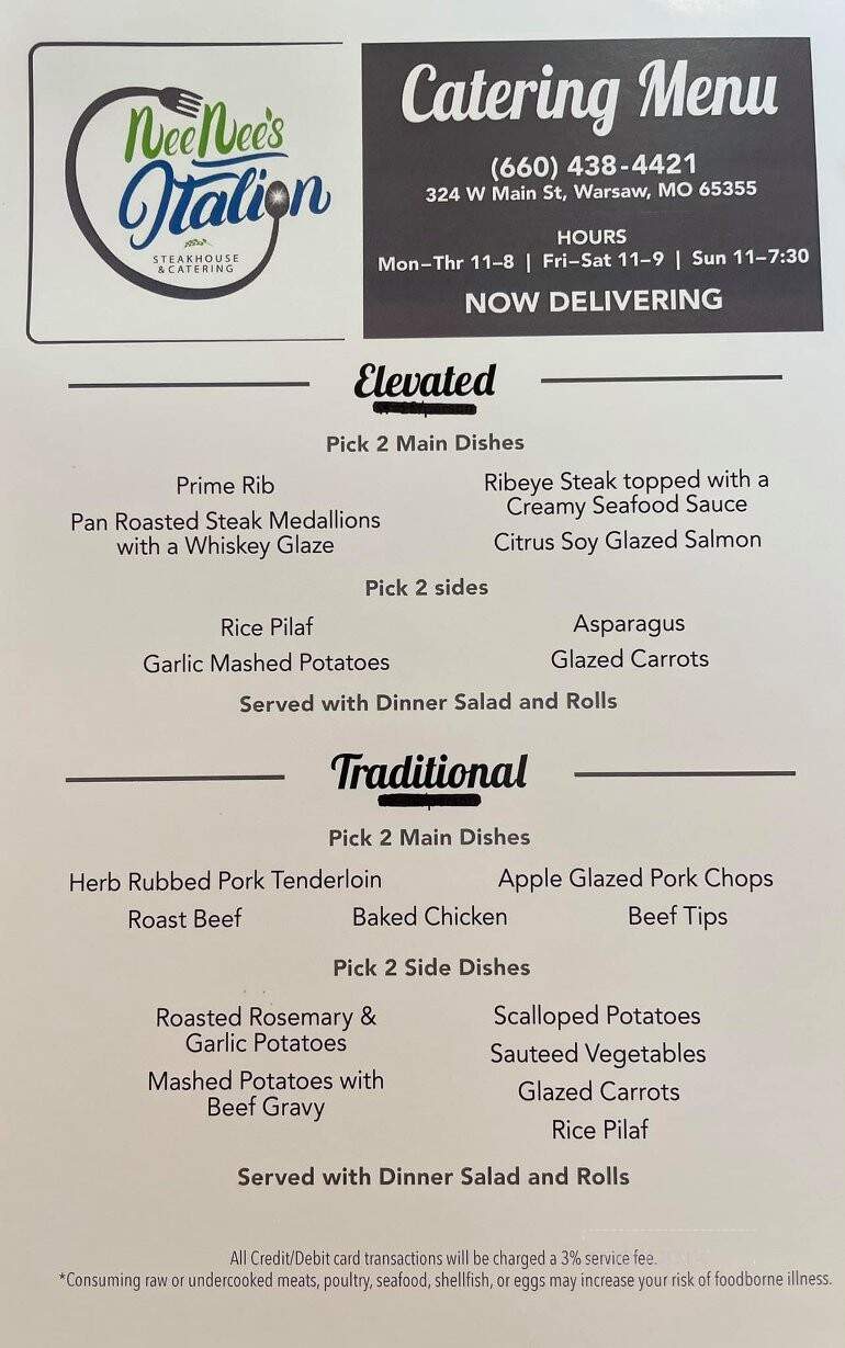 Nee Nee's Italian Steakhouse - Warsaw, MO menu_pic