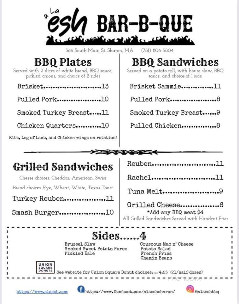 A La Esh - Sharon, MA menu_pic
