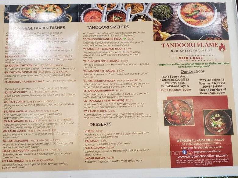 Tandoori Flame - Patterson, CA menu_pic