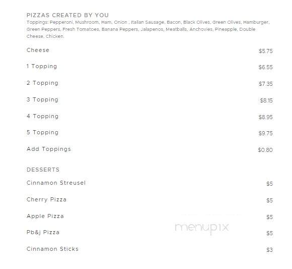 Fort Ball Pizza Palace - Fremont, OH menu_pic