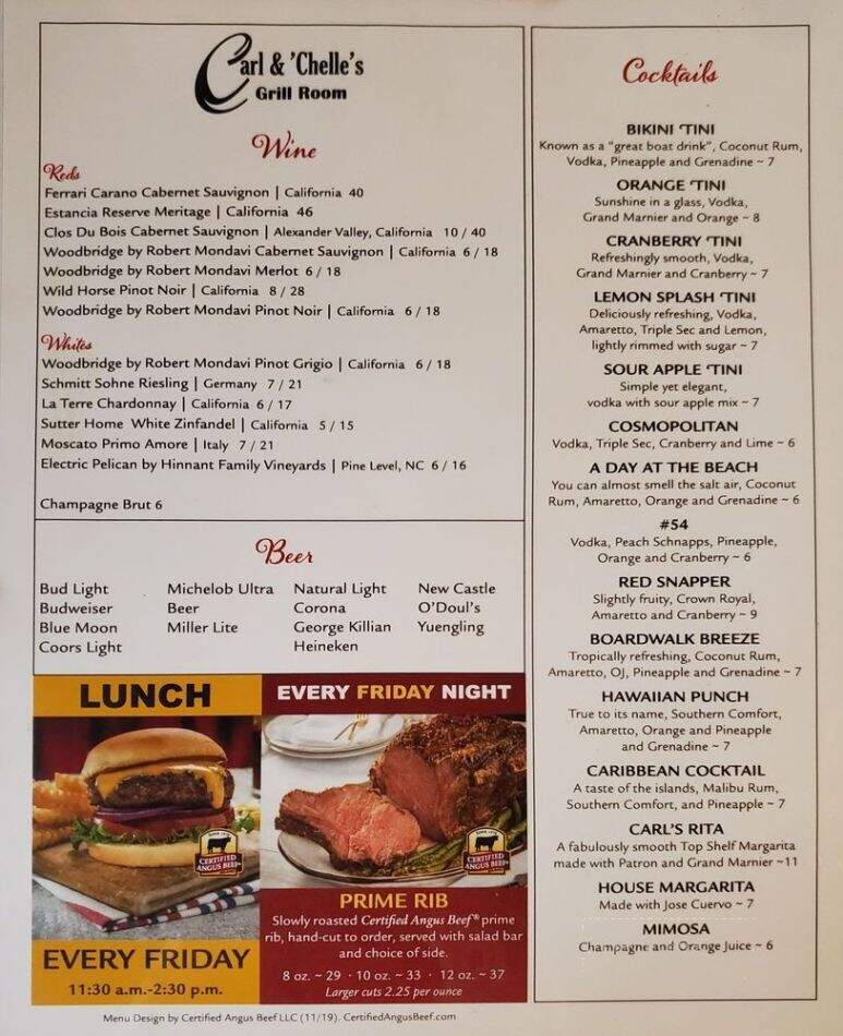 Carl 'Chelle's Grill Room - Goldsboro, NC menu_pic