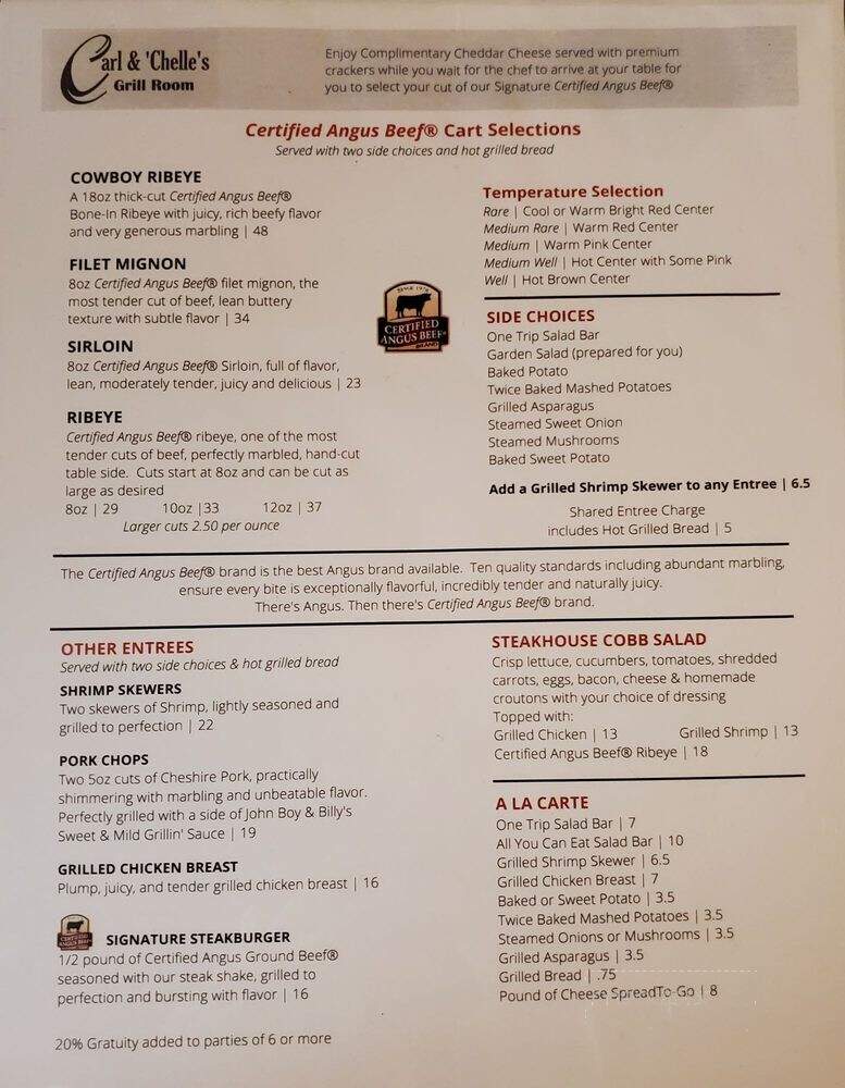 Carl 'Chelle's Grill Room - Goldsboro, NC menu_pic