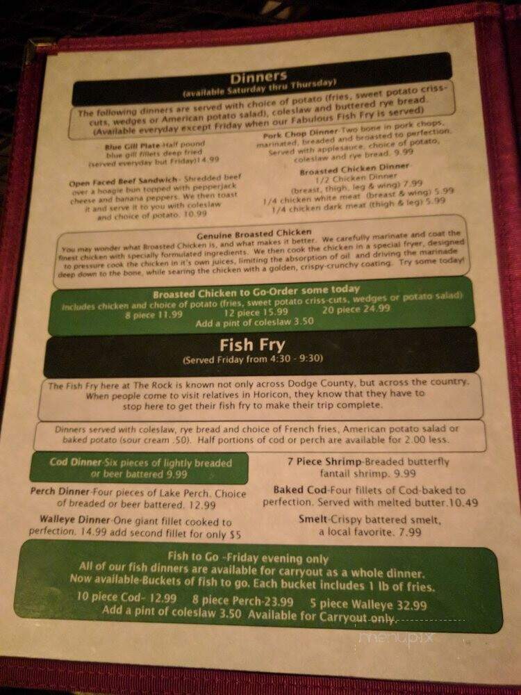 Rock River Tap - Horicon, WI menu_pic