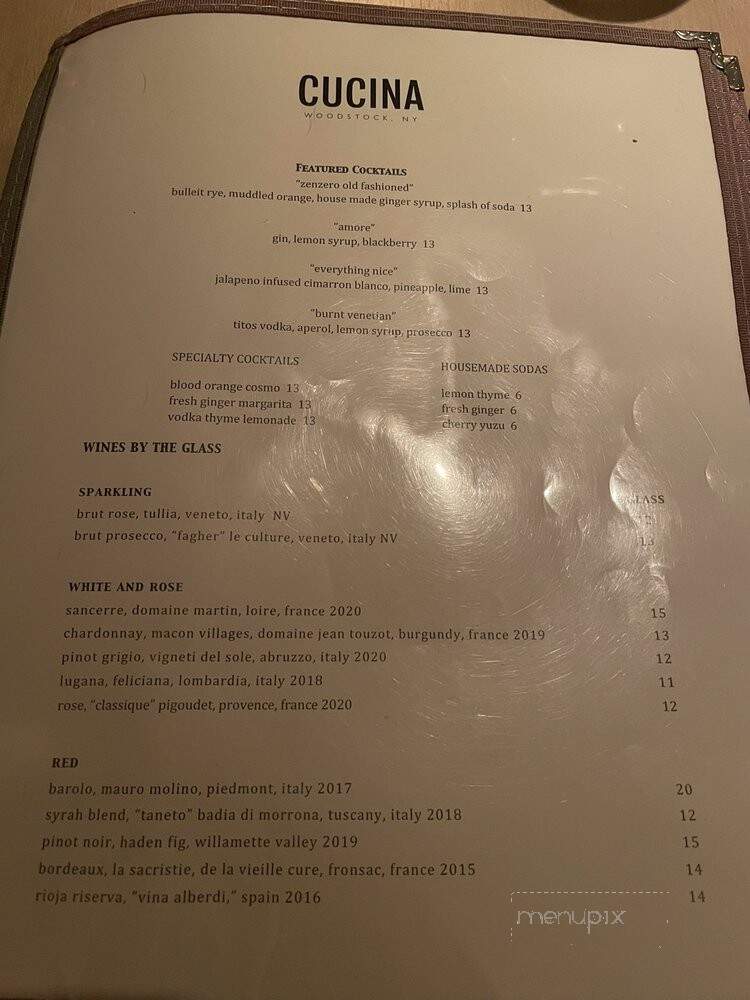 Cucina - Woodstock, NY menu_pic