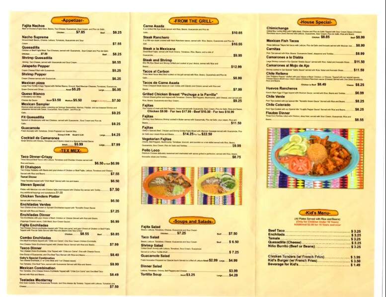 Gabriela's Mexican Grill - Farmington, AR menu_pic