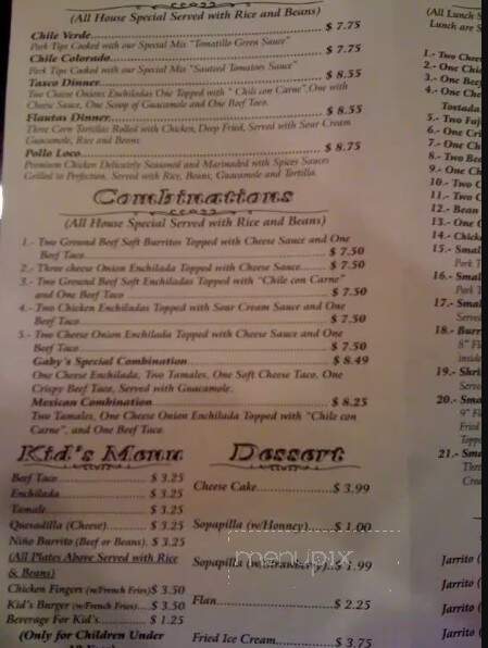 Gabriela's Mexican Grill - Farmington, AR menu_pic