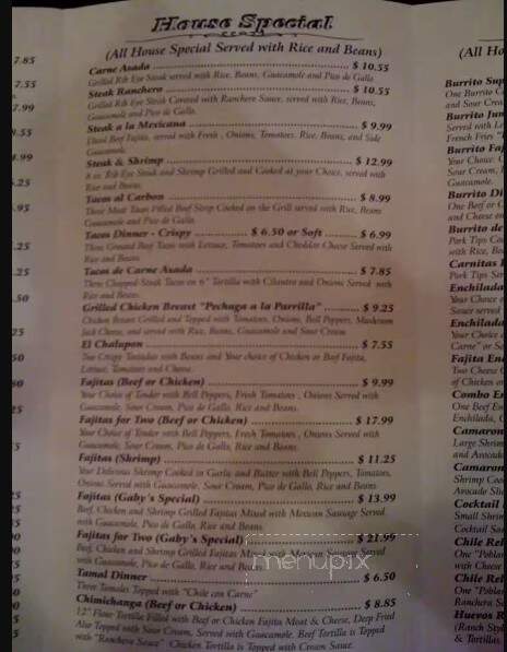 Gabriela's Mexican Grill - Farmington, AR menu_pic