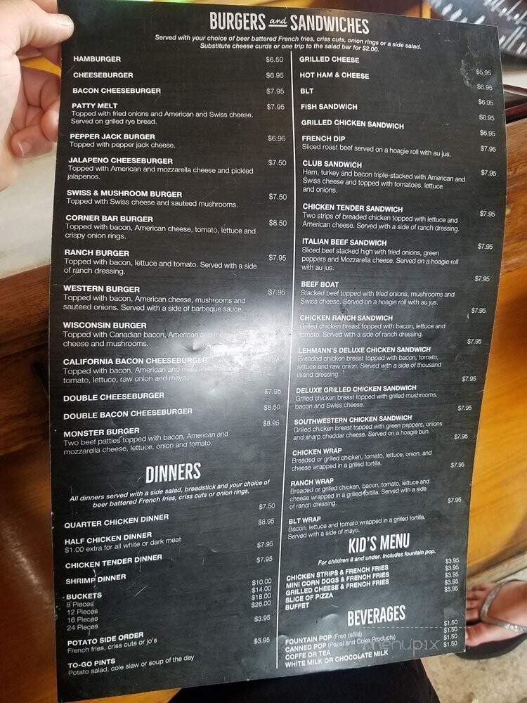 Corner Bar & Restaurant - Cumberland, WI menu_pic