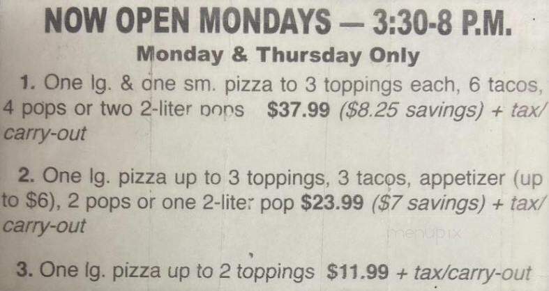 Manny's Pizza - Savanna, IL menu_pic