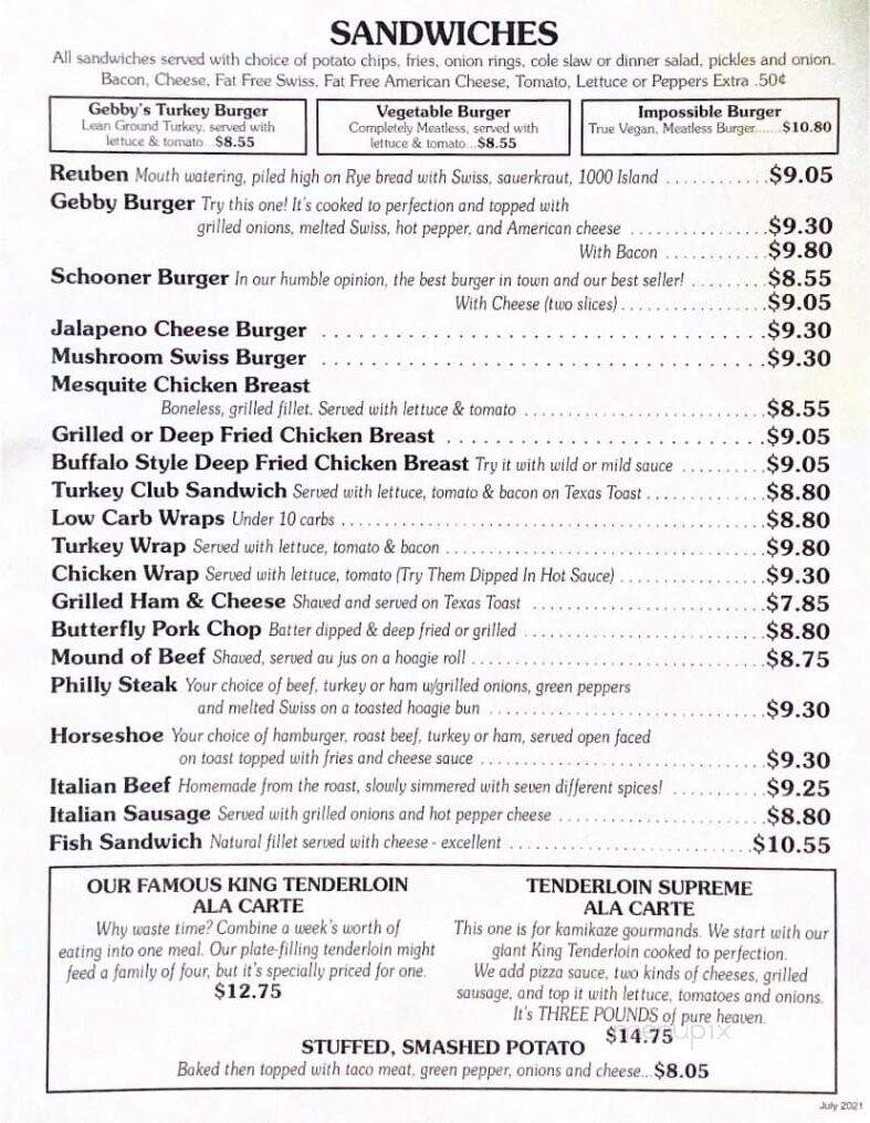 Schooner's - Peoria Heights, IL menu_pic