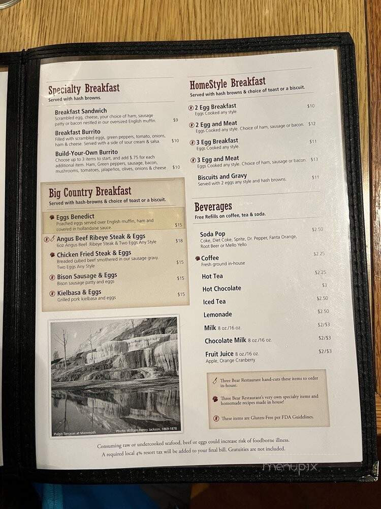 Three Bear Restaurant & Lodge - West Yellowstone, MT menu_pic
