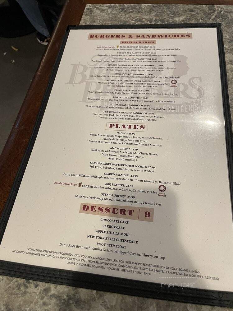 Brew Brothers at Eldorado Hotel and Casino - Reno, NV menu_pic