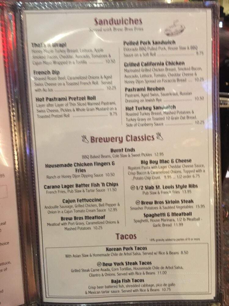 Brew Brothers at Eldorado Hotel and Casino - Reno, NV menu_pic