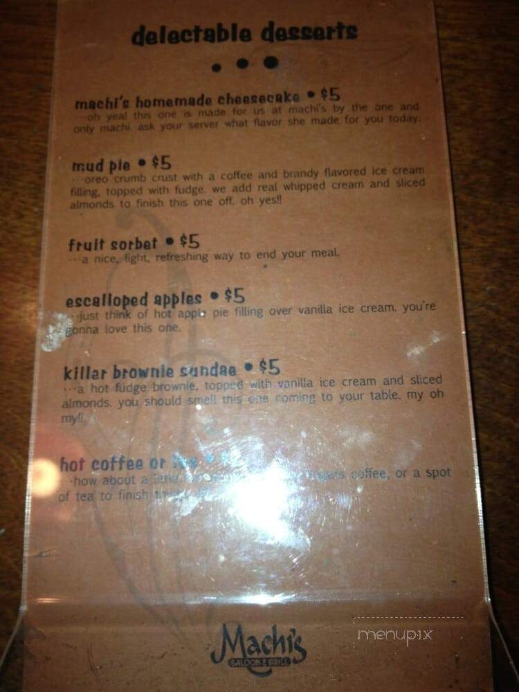 Machi's Saloon & Grill - Elko, NV menu_pic