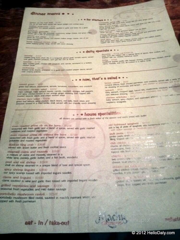 Machi's Saloon & Grill - Elko, NV menu_pic