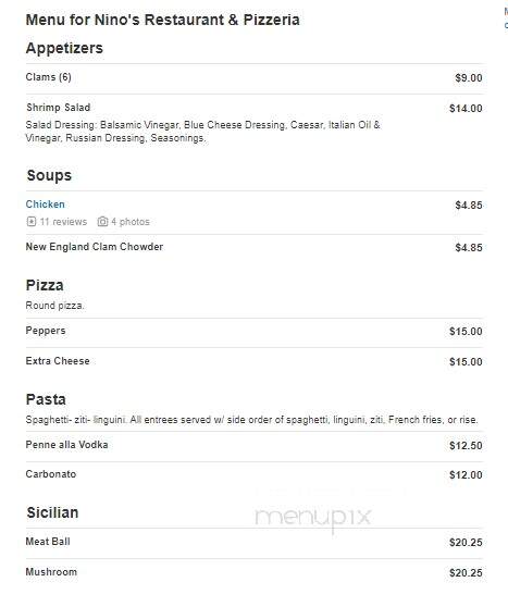 Nino's Restaurant & Pizzeria - Lodi, NJ menu_pic