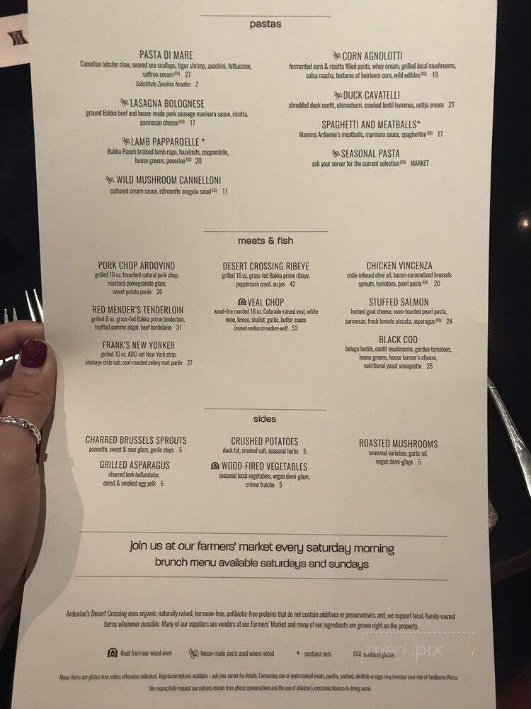 Ardovino's Desert Crossing - Sunland Park, NM menu_pic