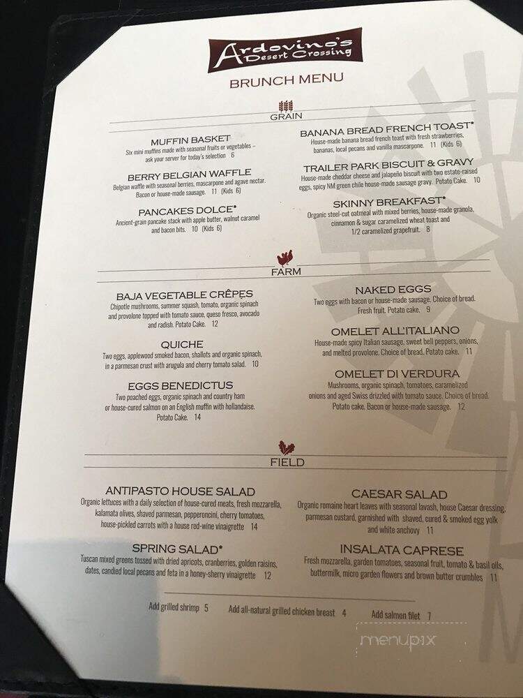 Ardovino's Desert Crossing - Sunland Park, NM menu_pic