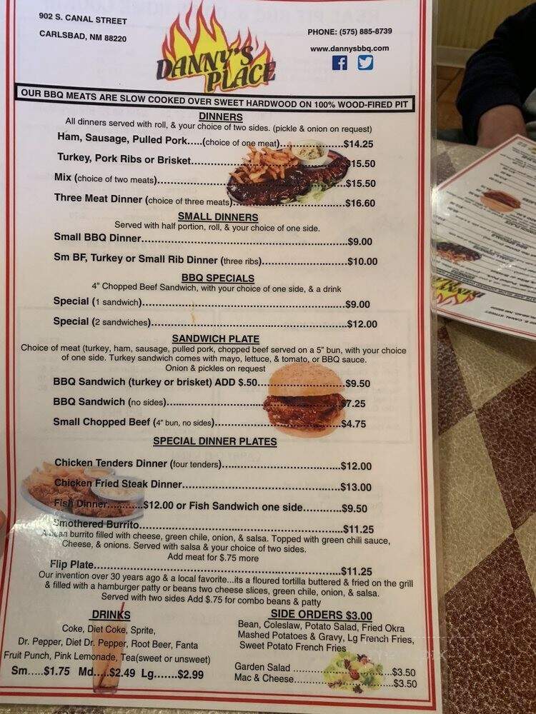 Danny's Place - Carlsbad, NM menu_pic