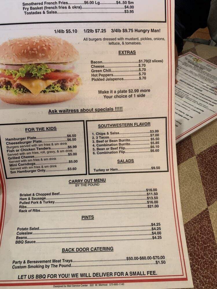 Danny's Place - Carlsbad, NM menu_pic