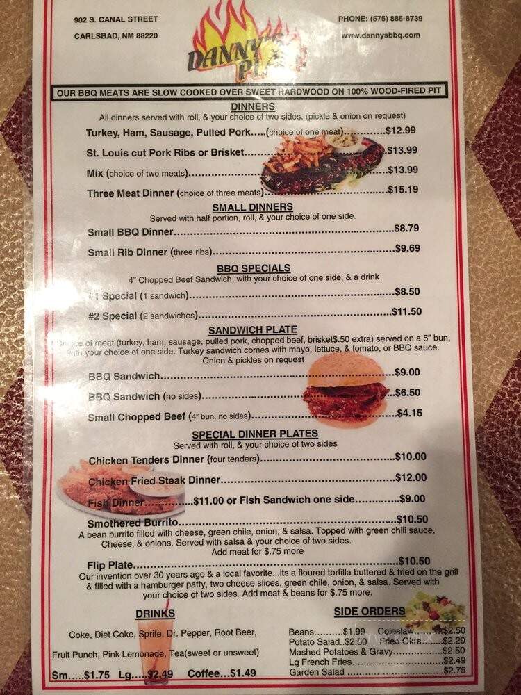 Danny's Place - Carlsbad, NM menu_pic