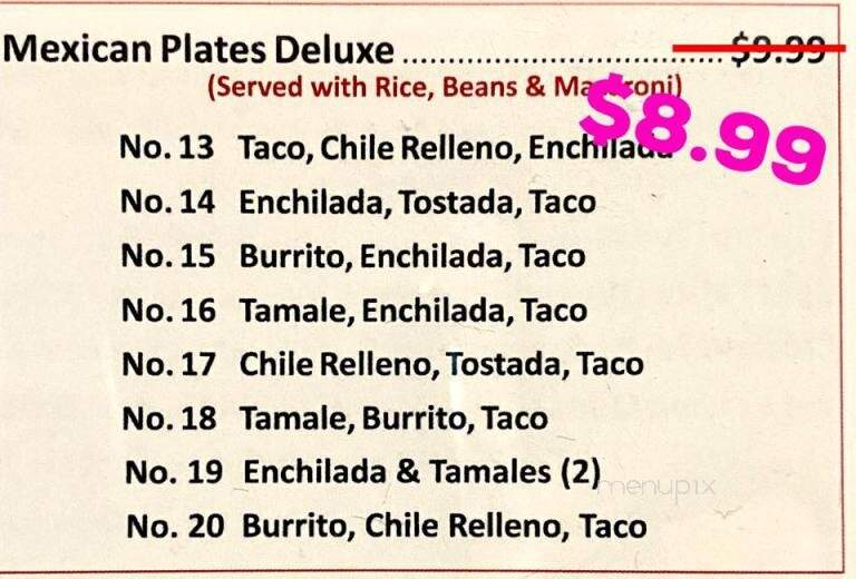 El Charro - Mcalester, OK menu_pic