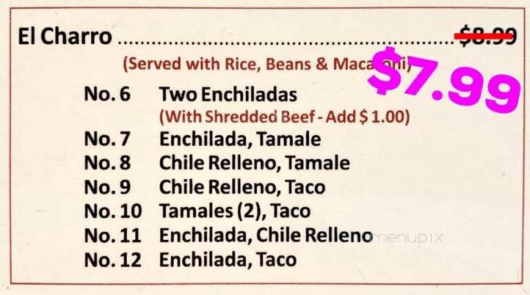 El Charro - Mcalester, OK menu_pic