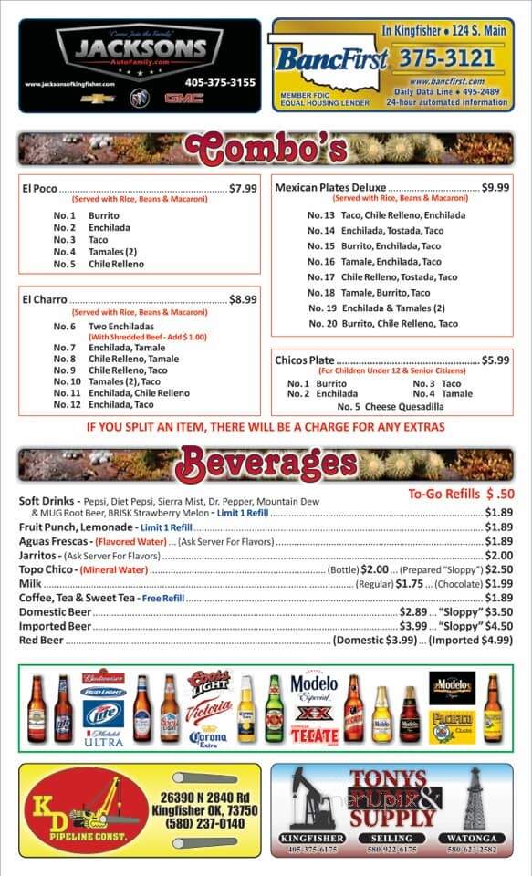 El Charro - Mcalester, OK menu_pic