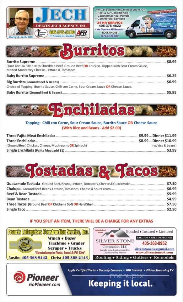 El Charro - Mcalester, OK menu_pic