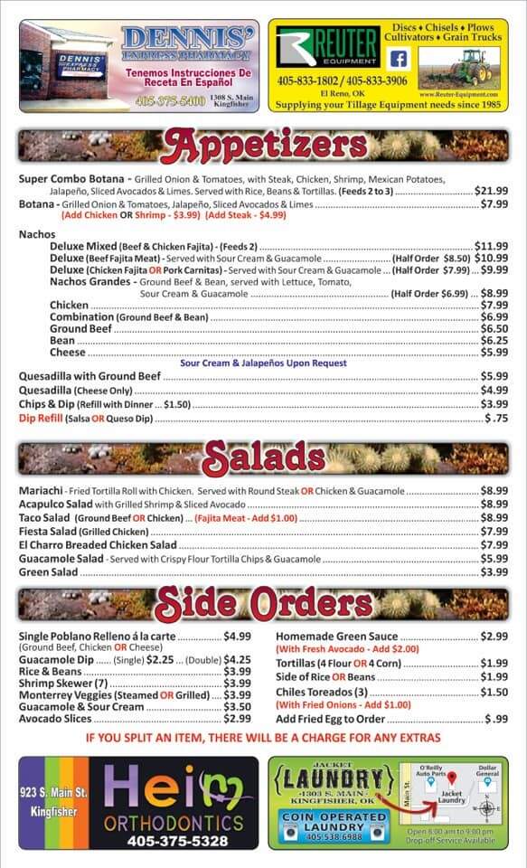 El Charro - Mcalester, OK menu_pic