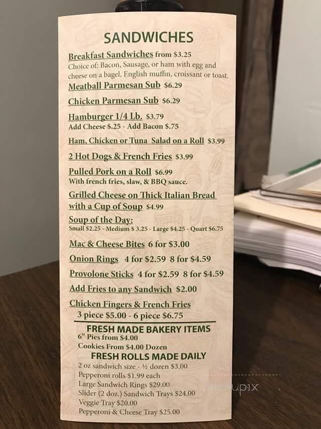 Greenock Deli - Elizabeth, PA menu_pic