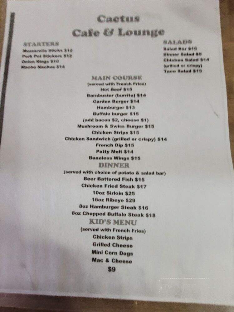 Cactus Cafe & Lounge - Wall, SD menu_pic