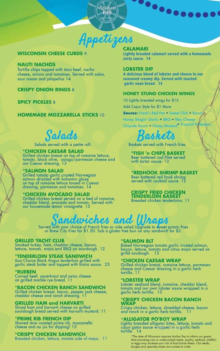 Anchor Bay Bar & Grill - Wisconsin Rapids, WI menu_pic