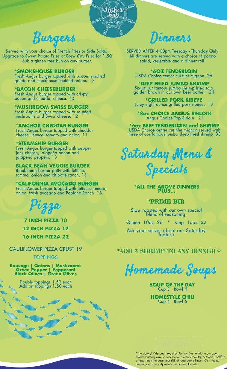 Anchor Bay Bar & Grill - Wisconsin Rapids, WI menu_pic
