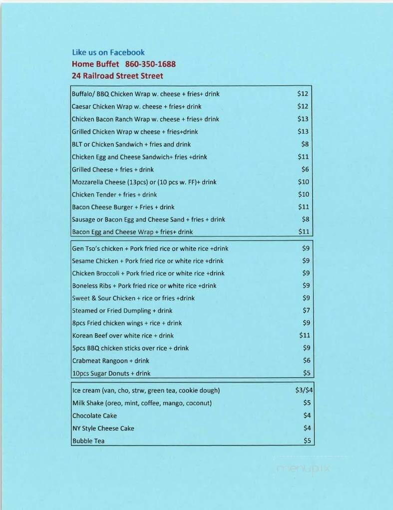 Home Buffet - New Milford, CT menu_pic
