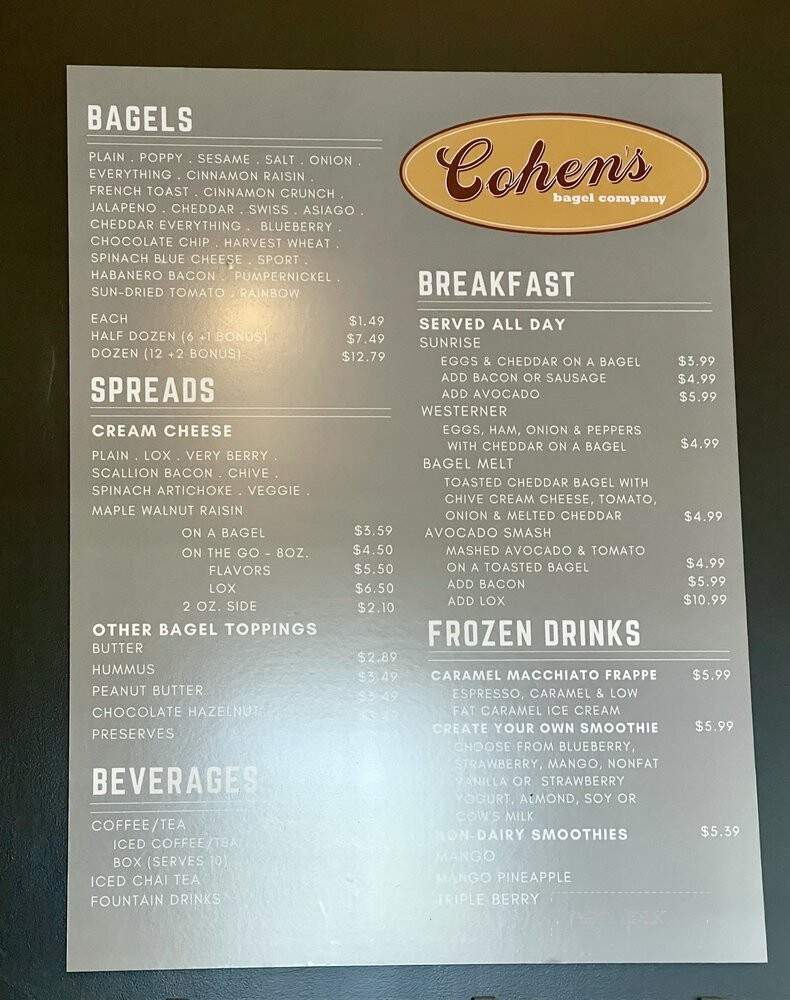 Cohen's Bagel Co - Madison, CT menu_pic
