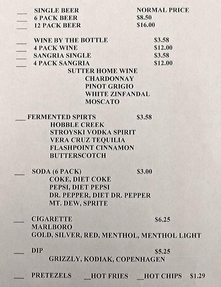 The Filling Station - Amherst, VA menu_pic
