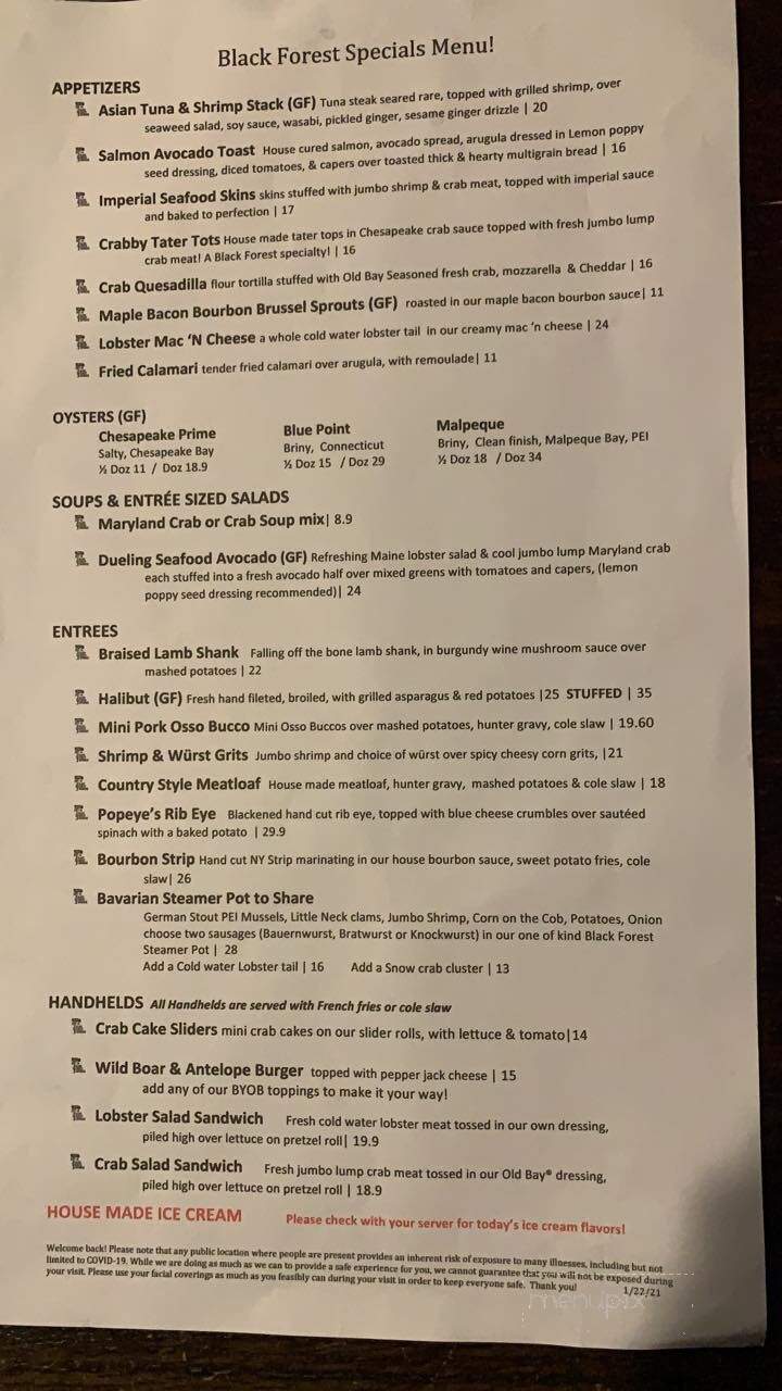 Black Forest Tap House - Fallston, MD menu_pic