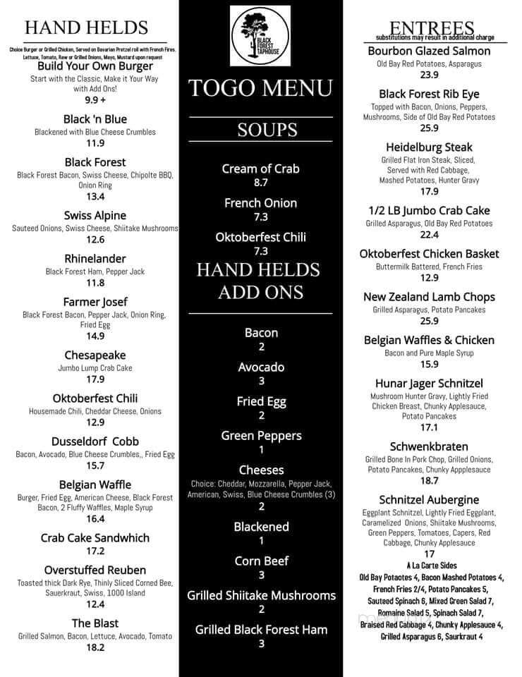 Black Forest Tap House - Fallston, MD menu_pic